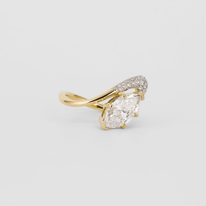 Marquise pave diamond engagement ring available in multiple metals