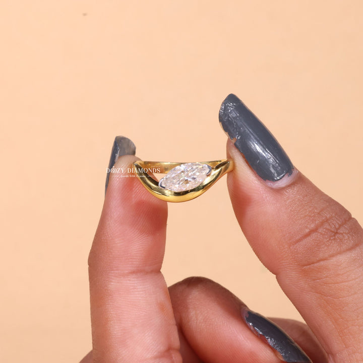 Marquise solitaire lab grown diamond ring in jewelry gift box