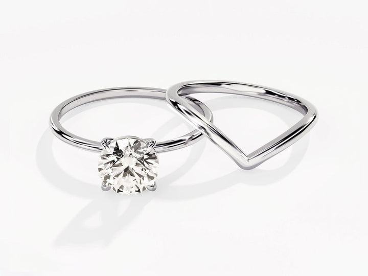 1.50CT Round Cut Solitaire F - VS Diamond Bridal Set Curved Band - Doozy Diamonds