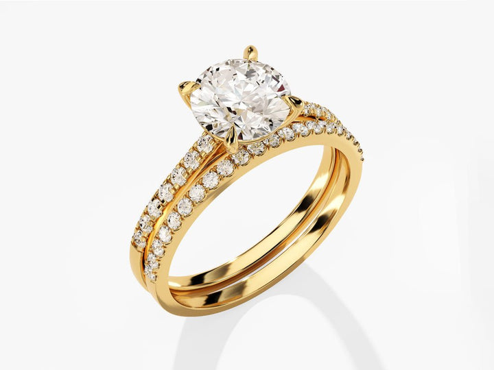 1.50CT Round Cut Pave F - VS Lab Grown Diamond Engagement Ring Set - Doozy Diamonds