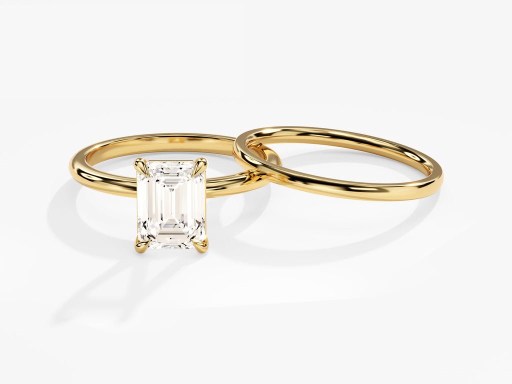 1.50CT Emerald Cut Solitaire F - VS Lab Grown Diamond Engagement Ring Set - Doozy Diamonds