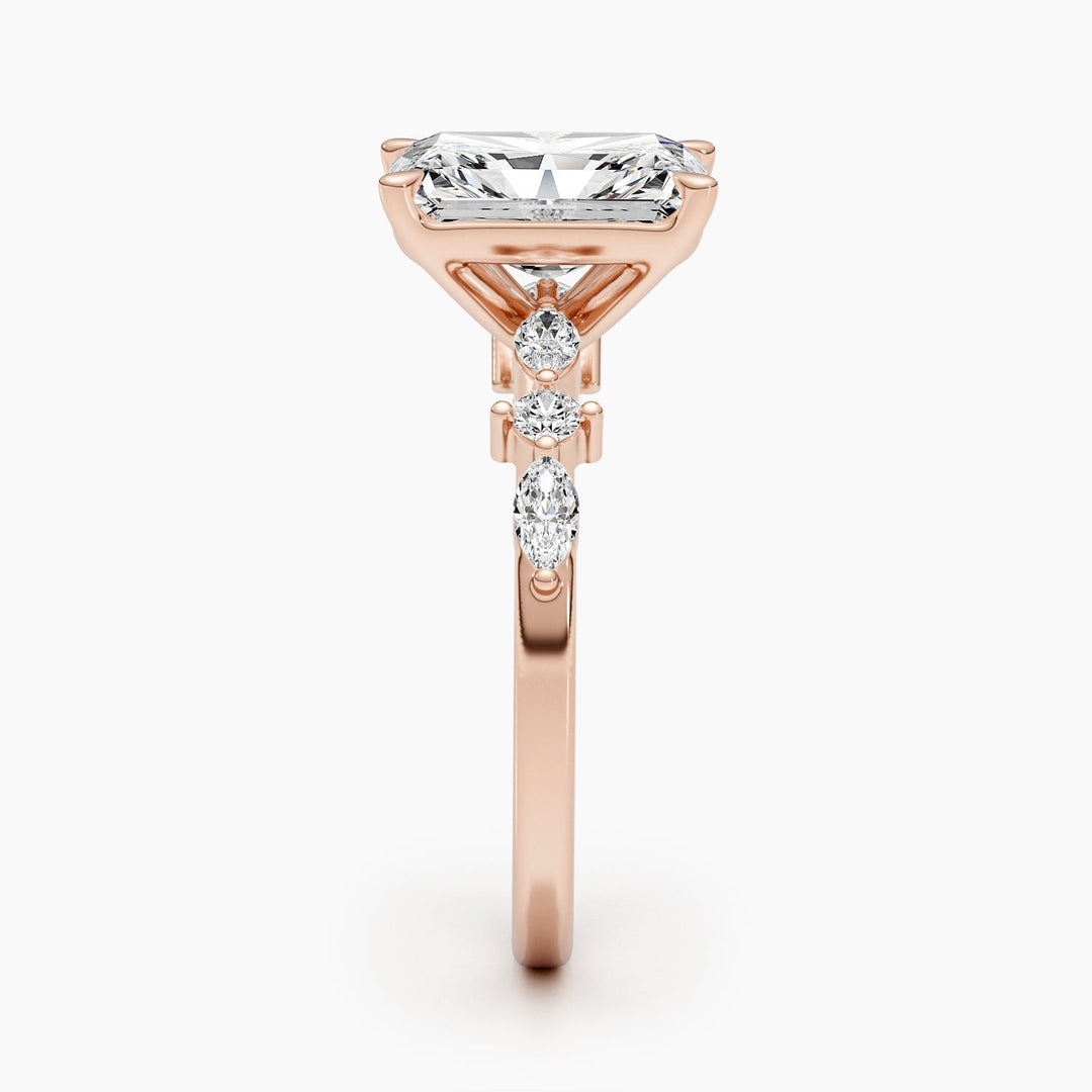 Radiant solitaire diamond engagement ring available in multiple metals