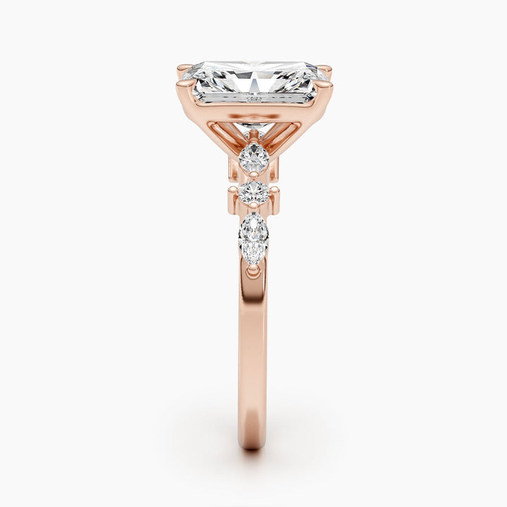 Radiant solitaire diamond engagement ring available in multiple metals