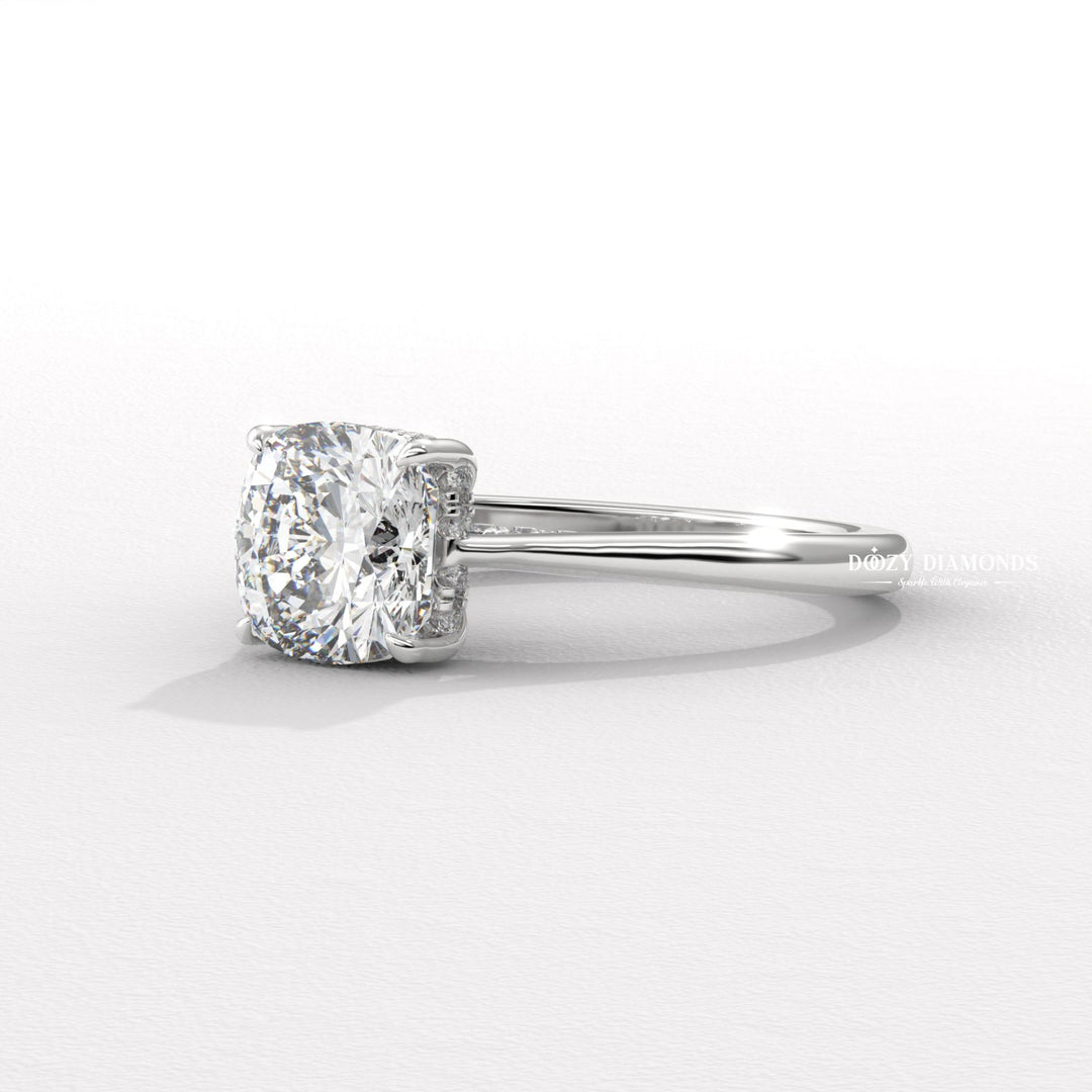 Shop cushion cut solitaire lab grown diamond engagement ring online