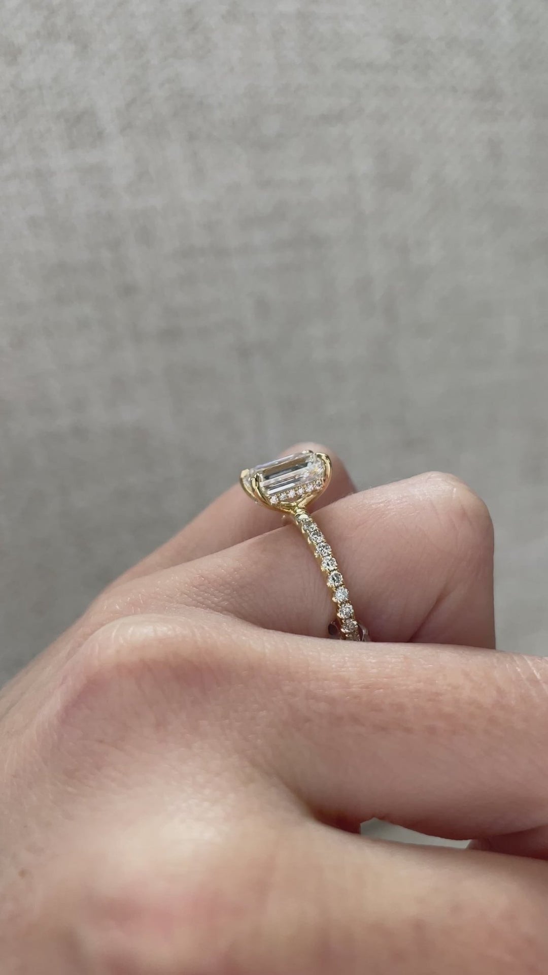 1.64 - 3.64 CT Emerald Cut Lab Grown Diamond Hidden Halo & Pave Engagement Ring - Doozy Diamonds