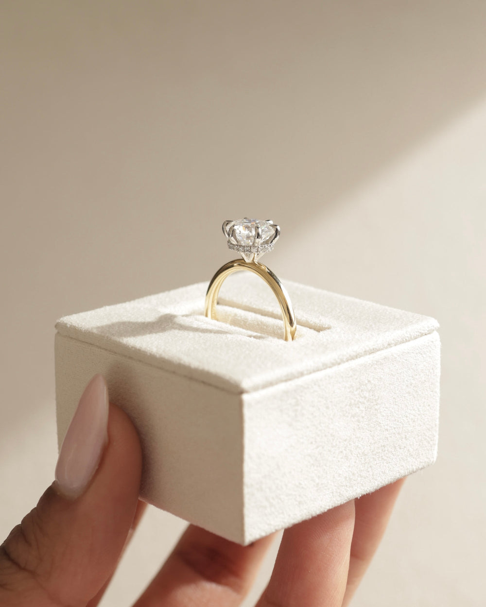 bridal hidden halo setting, engagement hidden halo setting, prong hidden halo setting, claw prong hidden halo setting, micro pave hidden halo setting, pave hidden halo setting,