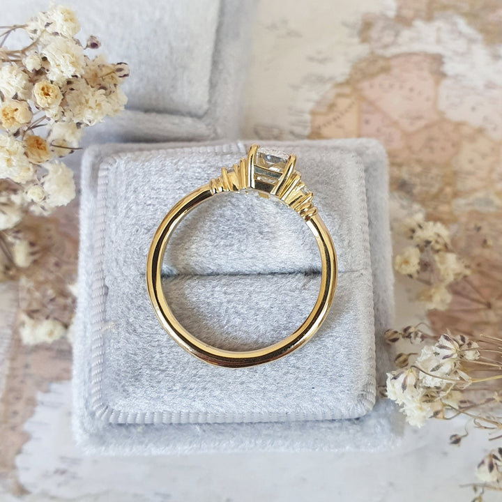 Radiant five stone engagement ring with certified lab grown diamond