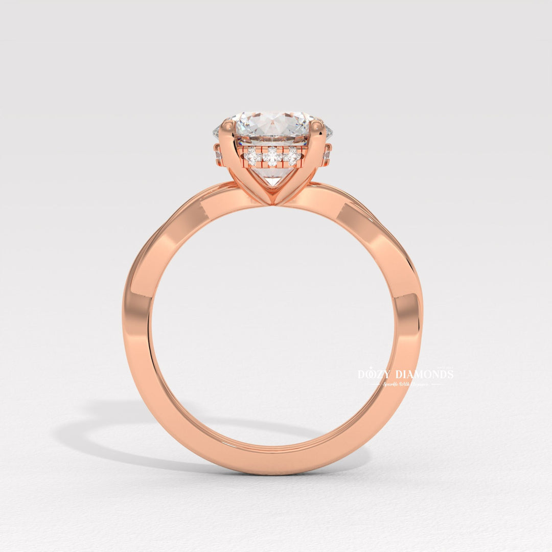 Round solitaire engagement ring finished in polished solid gold