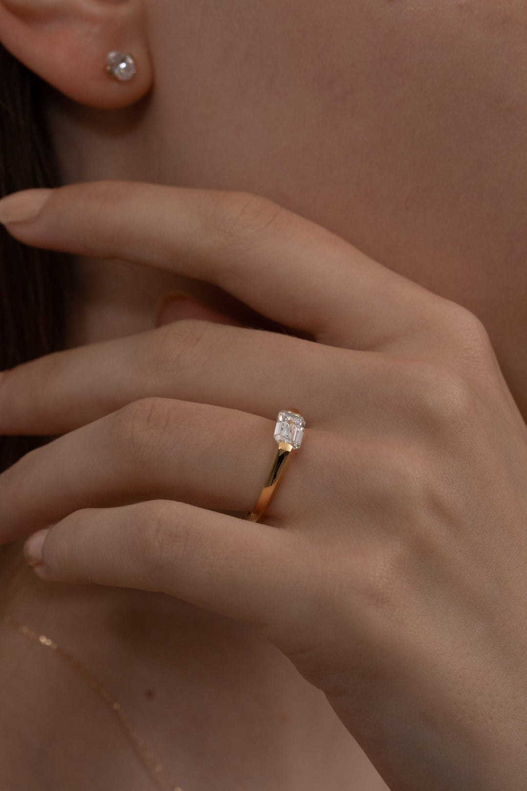 Shop emerald cut east west lab grown diamond engagement ring online