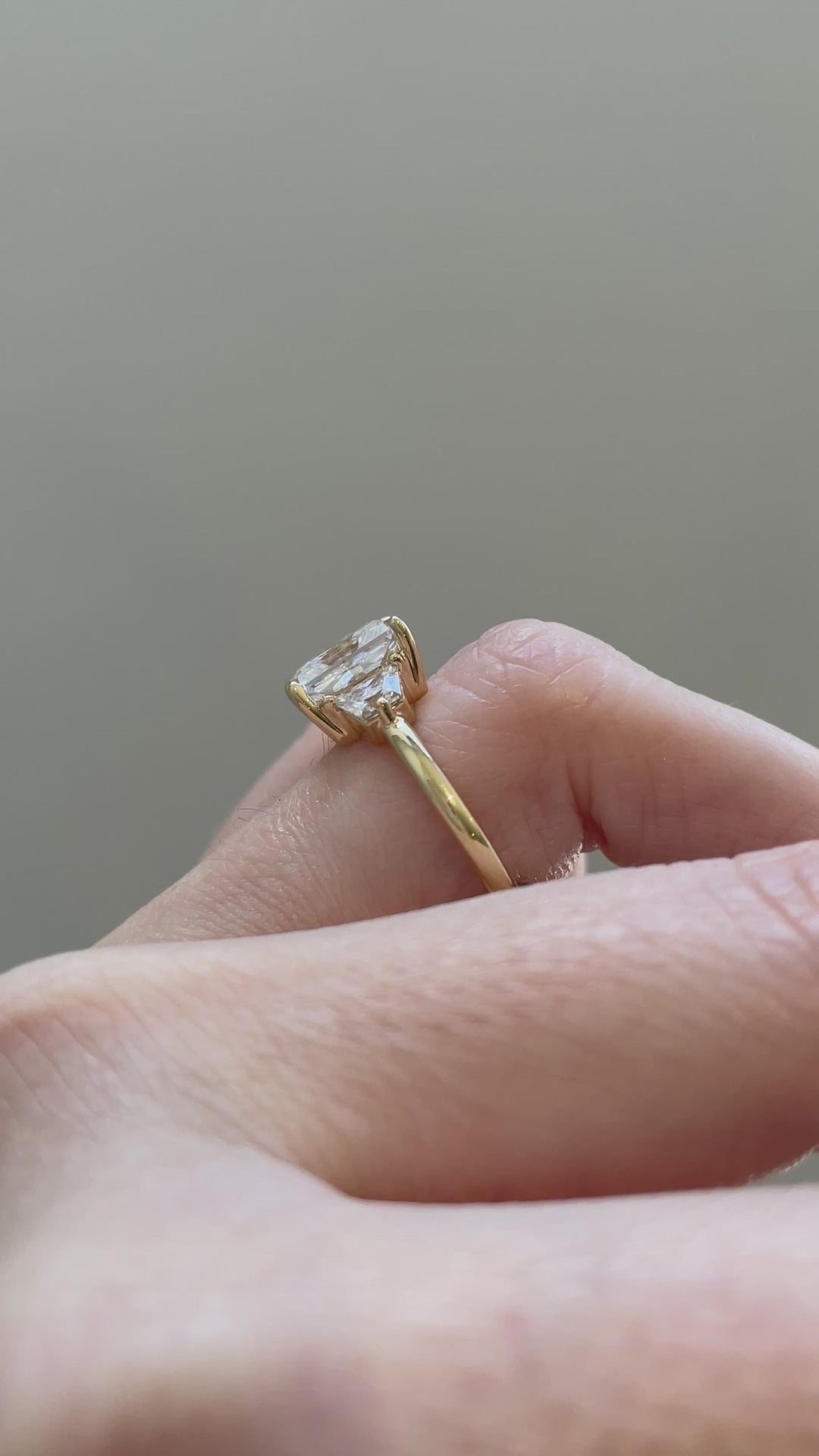 1.50 - 3.50 CT Radiant Cut Lab Grown Diamond Three Stone Engagement Ring - Doozy Diamonds