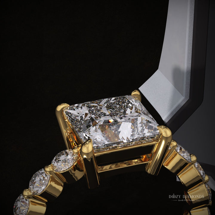 Princess pave diamond engagement ring available in multiple metals