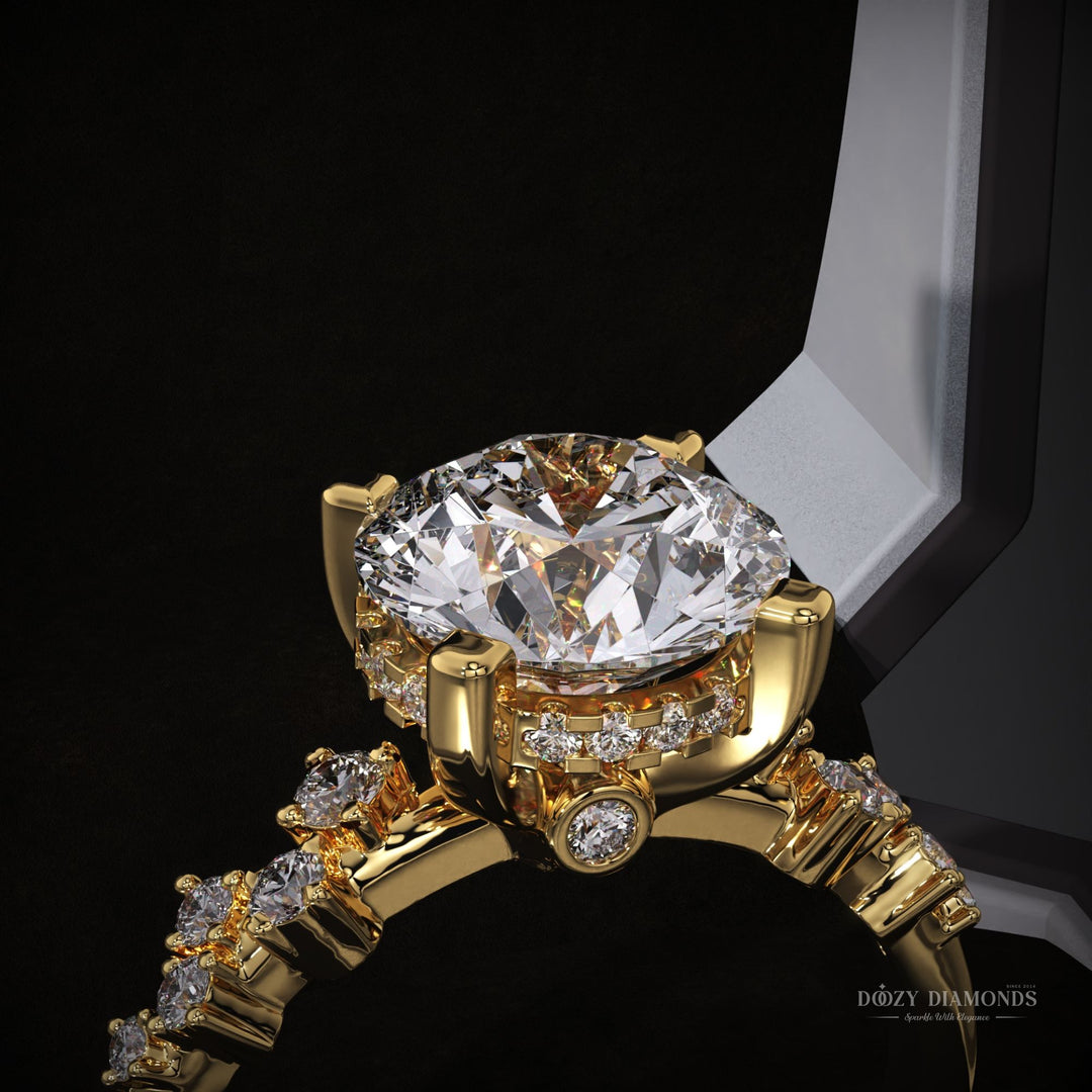 Premium round cut solitaire engagement ring crafted in solid gold