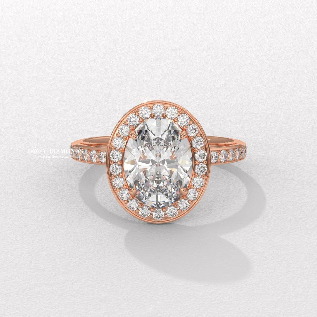 Shop oval cut halo lab grown diamond engagement ring online