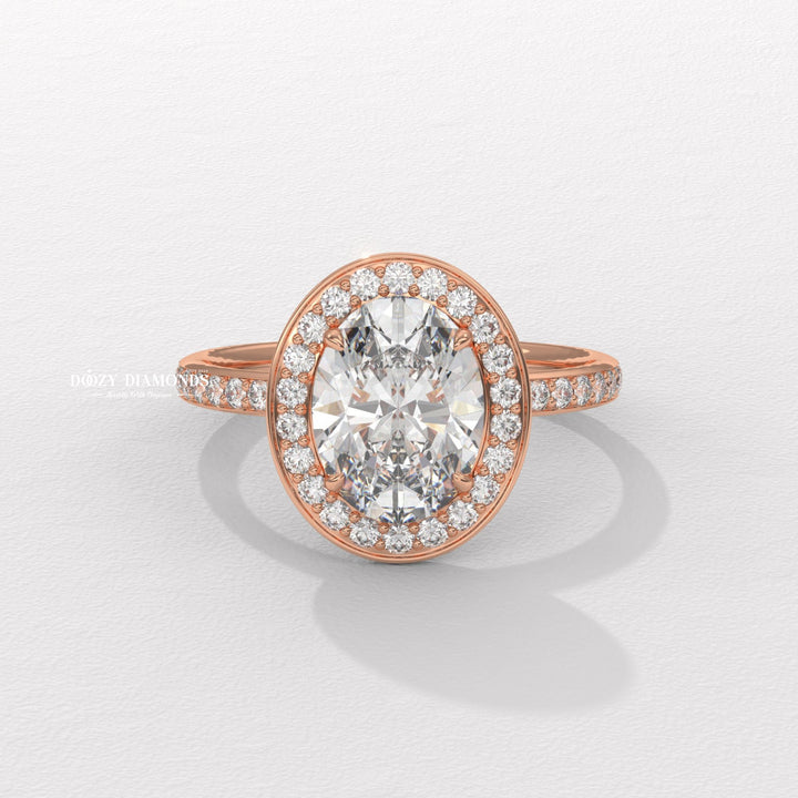 Shop oval cut halo lab grown diamond engagement ring online