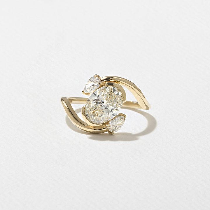 1.50CT Oval E - VS Lab Grown Bypass Diamond Ring With Baguette Eternity Band - Doozy Diamonds