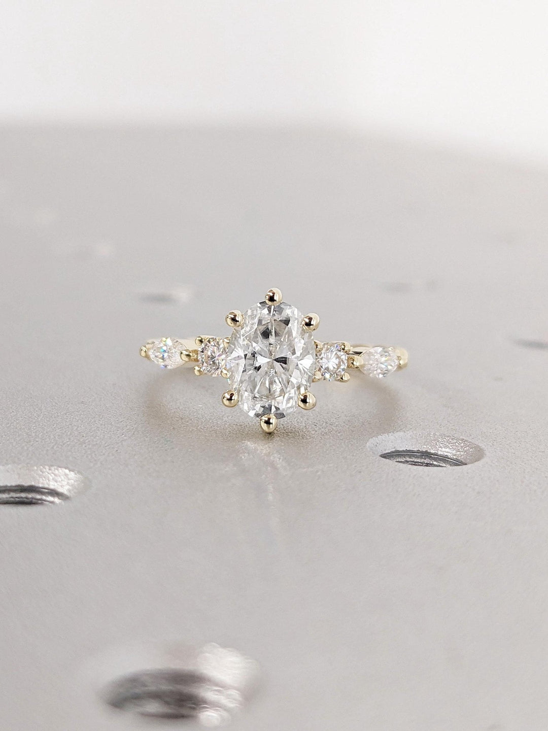 1.0CT oval cut cluster engagement ring available to buy now