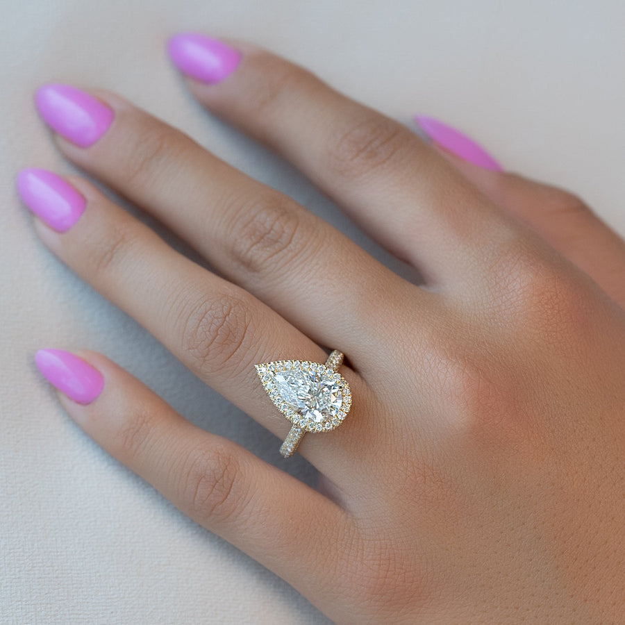 3.0CT pear cut pave engagement ring available to buy now