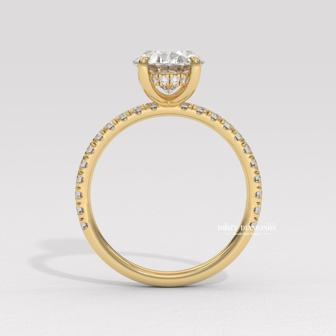 Buy oval cut hidden halo diamond engagement ring with free shipping