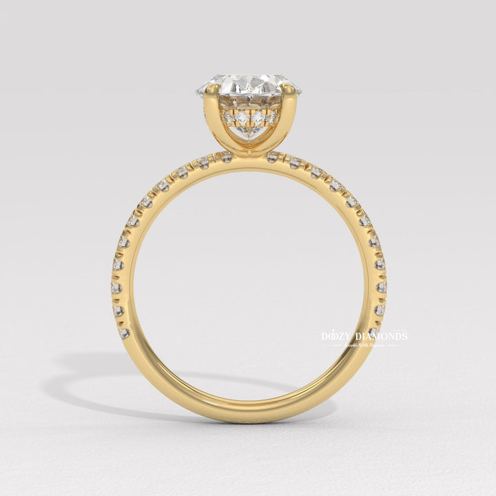 Buy oval cut hidden halo diamond engagement ring with free shipping