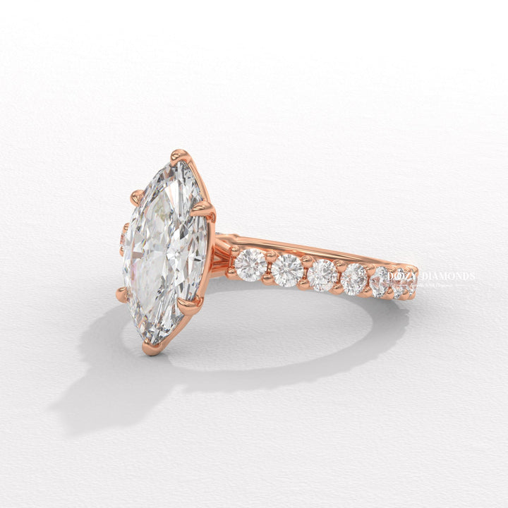 Marquise cut solitaire engagement ring with IGI certified center diamond