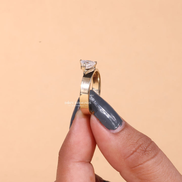 Top-down view of toi et moi cut solitaire engagement ring