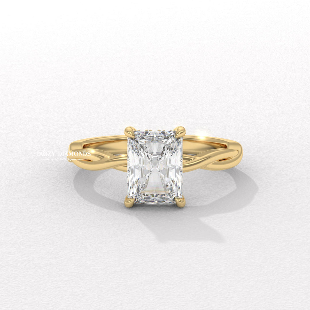 Radiant cut solitaire engagement ring available to buy now