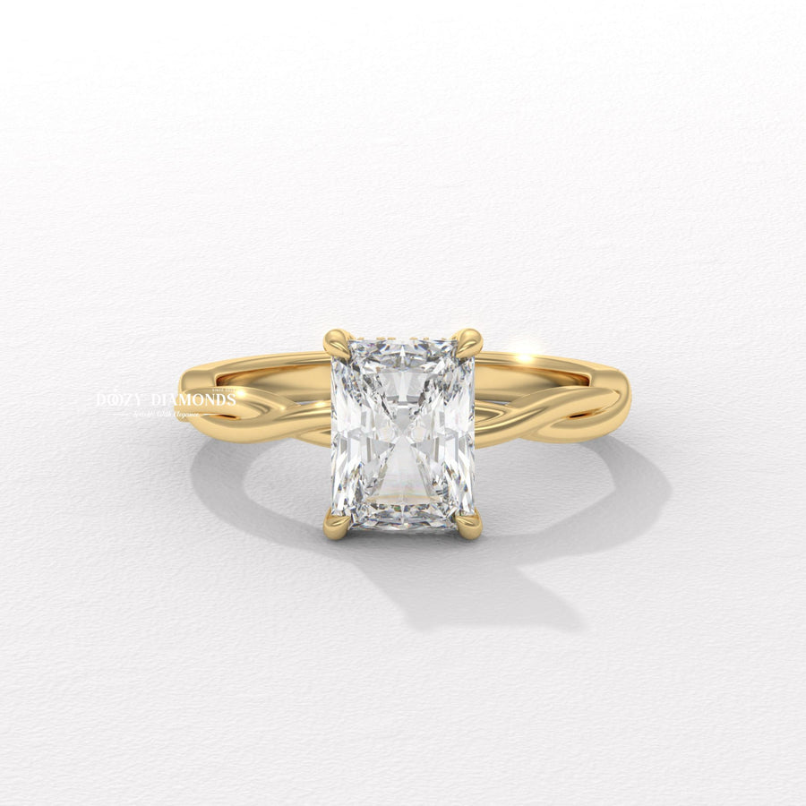 Radiant cut solitaire engagement ring available to buy now