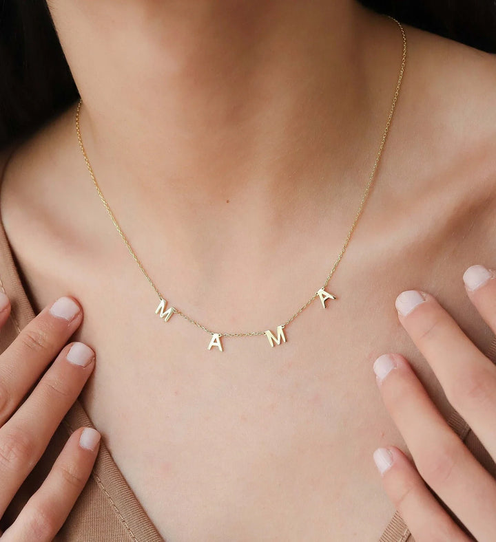 'Mama' Name Letter Gold Necklace for Women - Doozy Diamonds