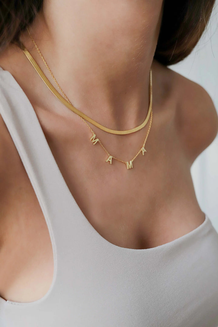 'Mama' Name Letter Gold Necklace for Women - Doozy Diamonds