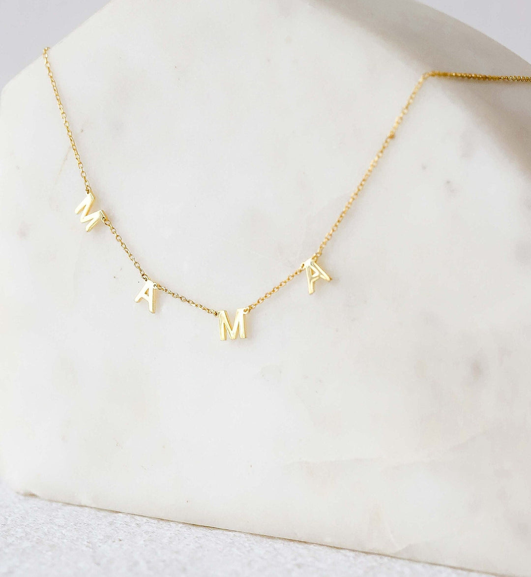 'Mama' Name Letter Gold Necklace for Women - Doozy Diamonds