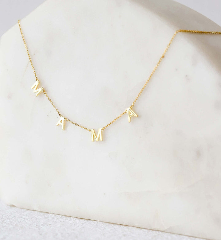 'Mama' Name Letter Gold Necklace for Women - Doozy Diamonds
