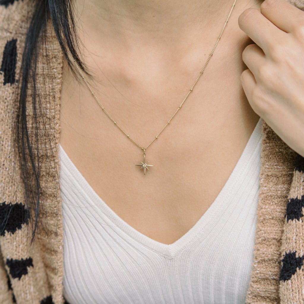 Round Cut Diamond North Star Pendant for Women - Doozy Diamonds