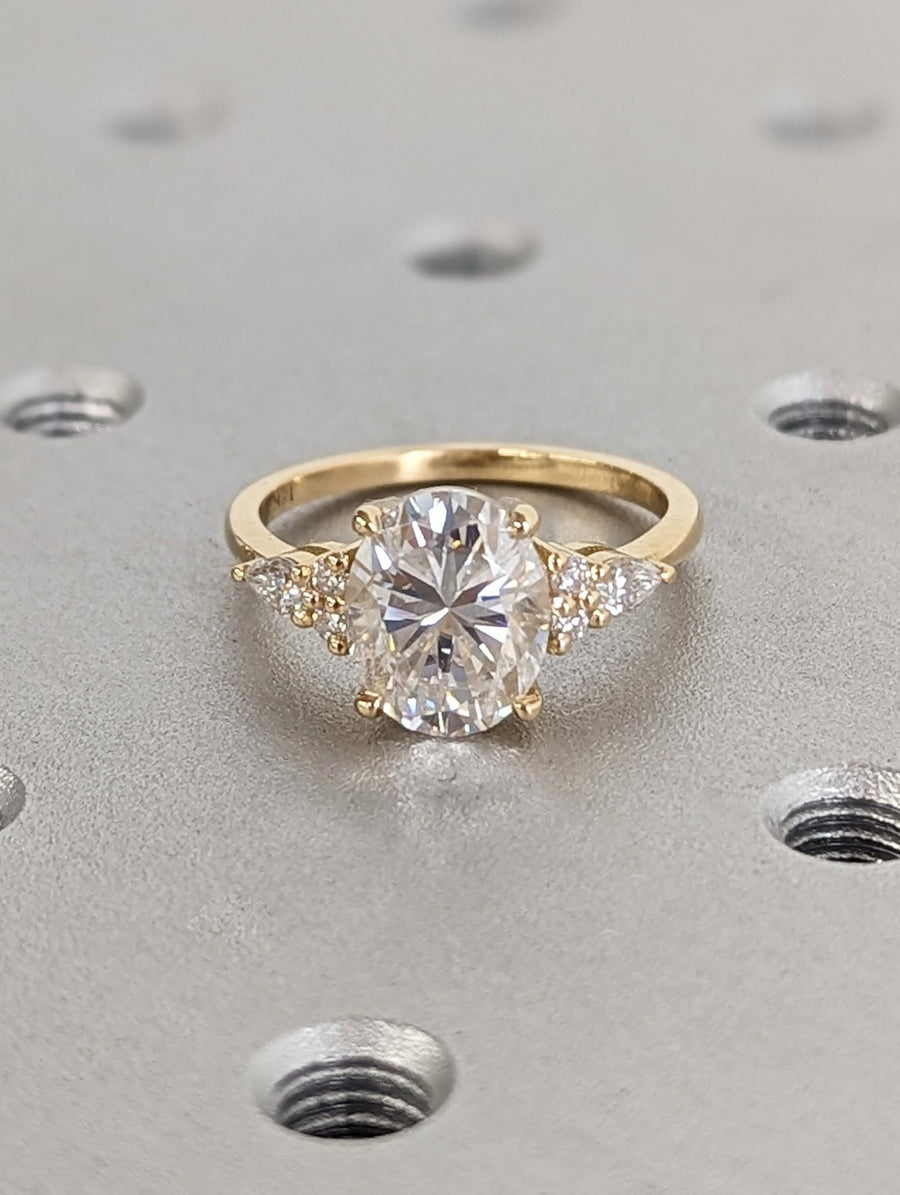 2.50CT oval cut cluster engagement ring available to buy now