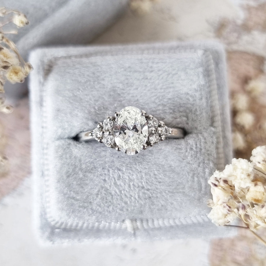 Shop oval cluster lab grown diamond engagement ring