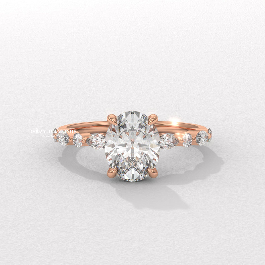 Handcrafted round cut solitaire lab grown diamond engagement ring