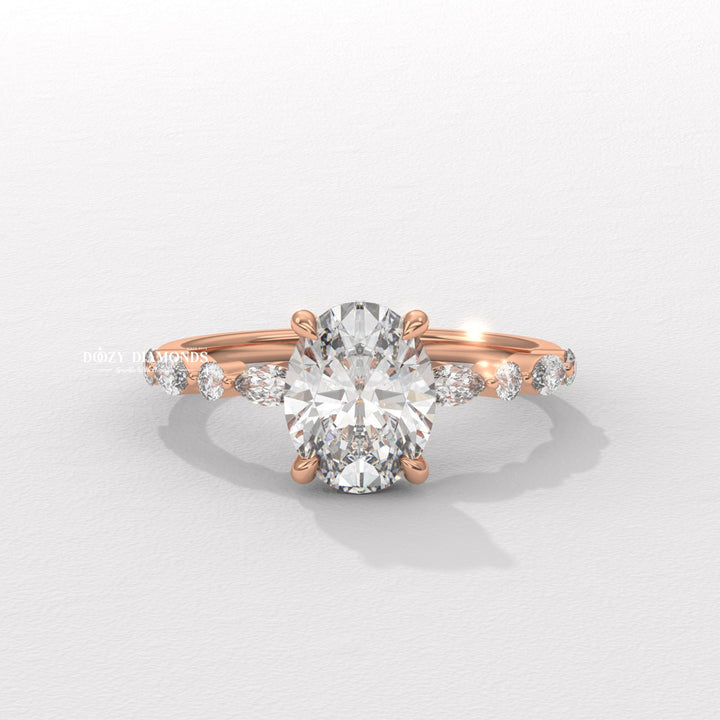 Handcrafted round cut solitaire lab grown diamond engagement ring