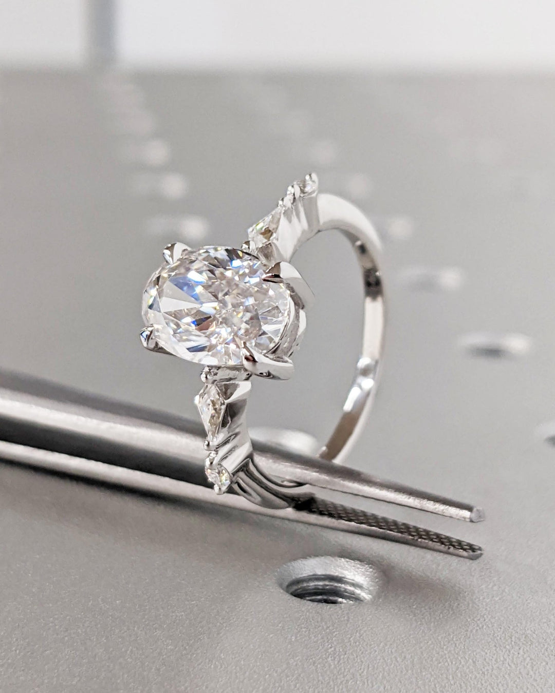 Buy oval cut cluster diamond engagement ring with free shipping