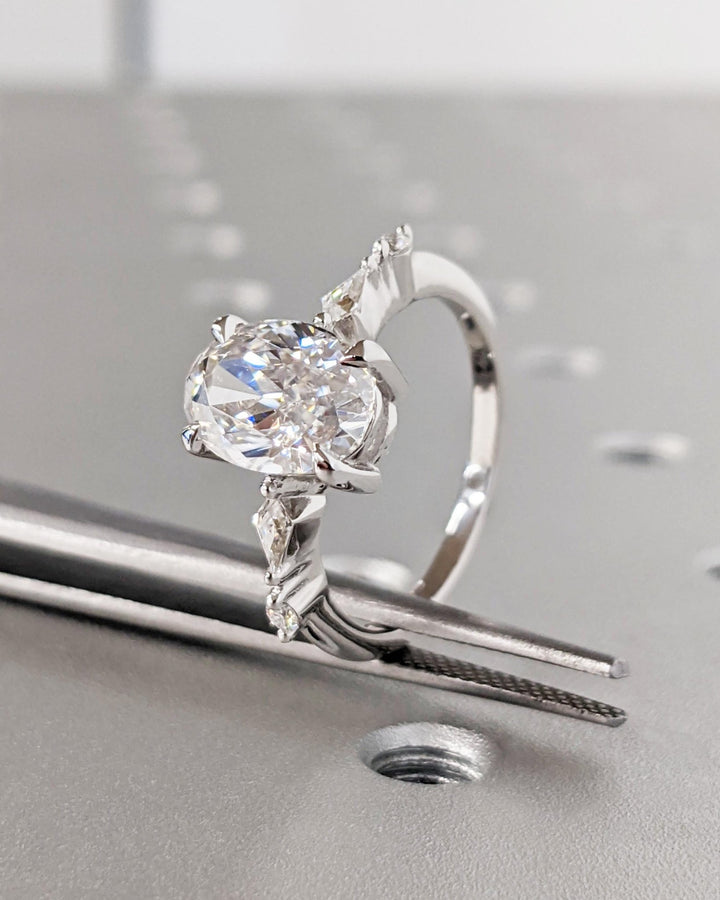 Buy oval cut cluster diamond engagement ring with free shipping