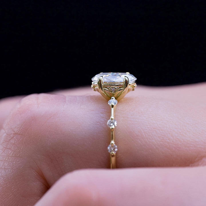 Oval solitaire lab grown diamond ring in jewelry gift box
