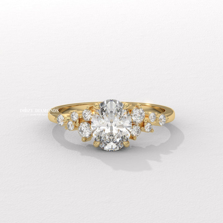 Oval cut cluster engagement ring available to buy now