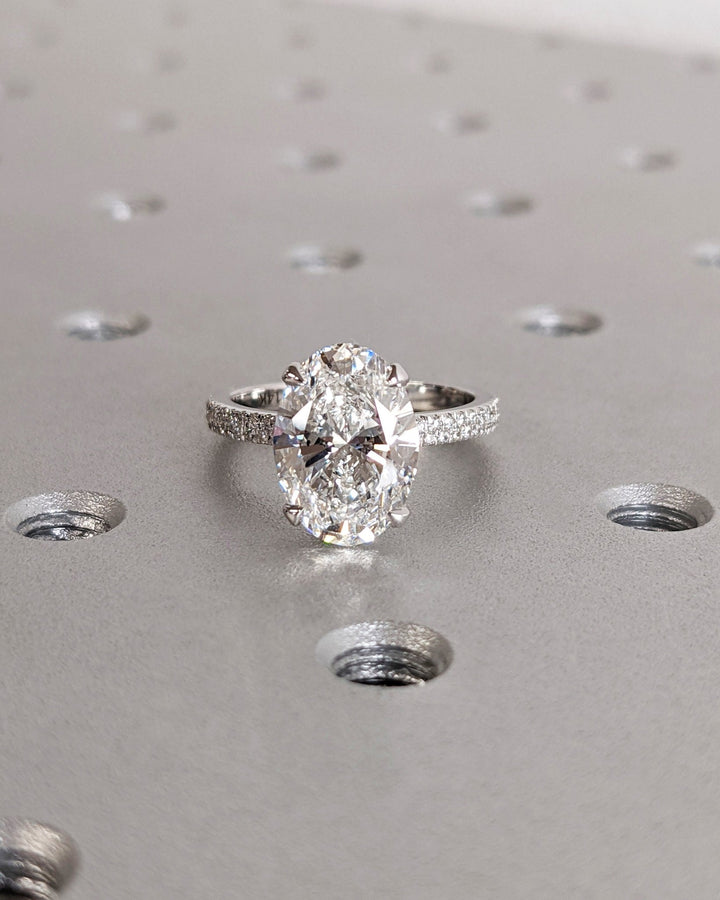 3.0CT oval hidden halo lab grown diamond engagement ring for sale