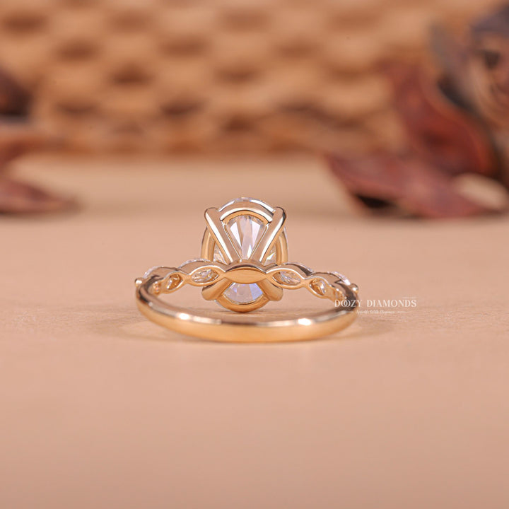 Oval pave engagement ring with certified lab grown diamond