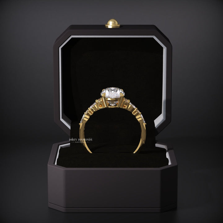 Premium oval cut pave engagement ring crafted in solid gold