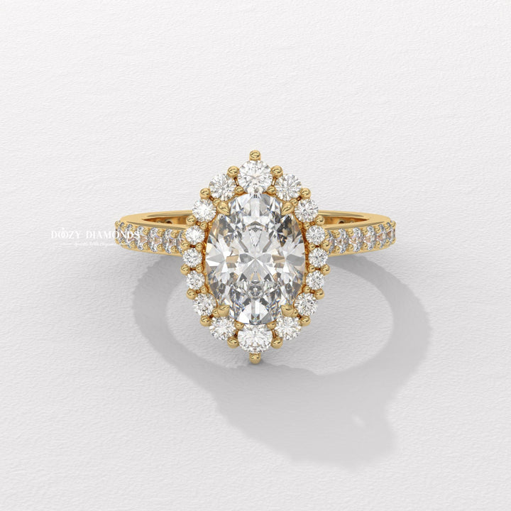 Discover oval halo lab grown diamond engagement ring online