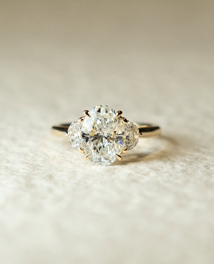 Buy 2.0CT oval three stone lab grown diamond engagement ring online