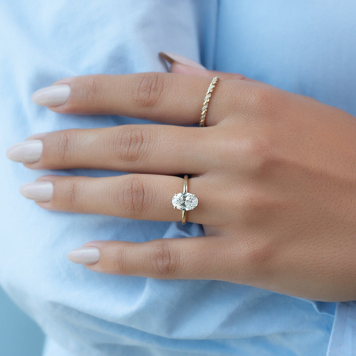 Buy 3.50CT oval hidden halo lab grown diamond engagement ring online