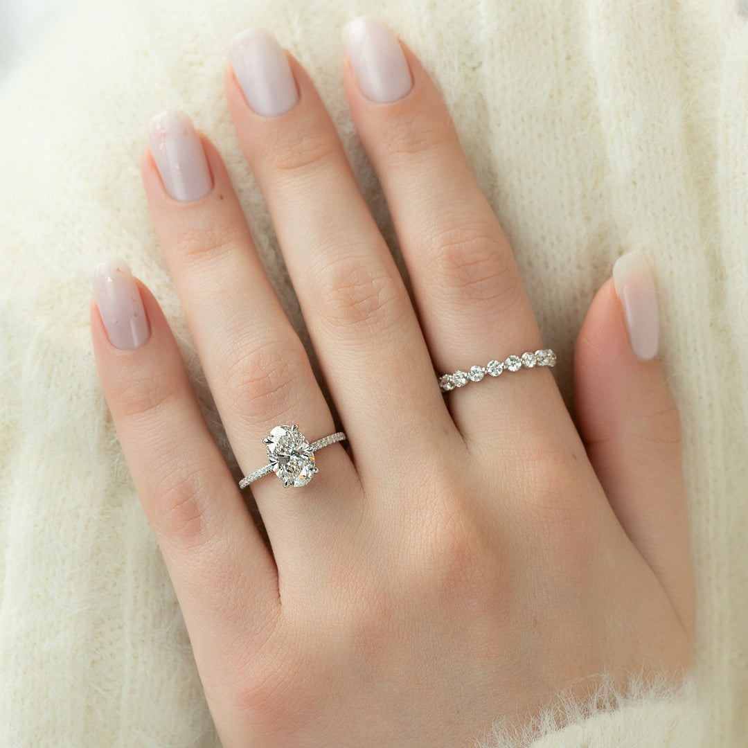 Buy 3.50CT oval hidden halo lab grown diamond engagement ring online
