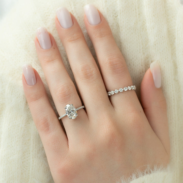 Buy 3.50CT oval hidden halo lab grown diamond engagement ring online