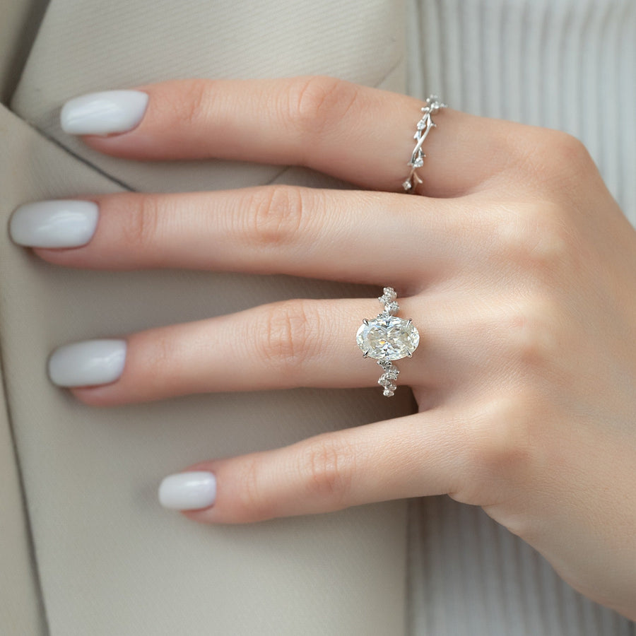Discover oval hidden halo lab grown diamond engagement ring online
