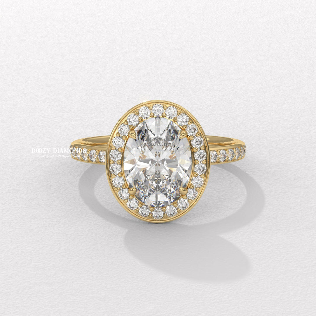 Discover oval halo lab grown diamond engagement ring online